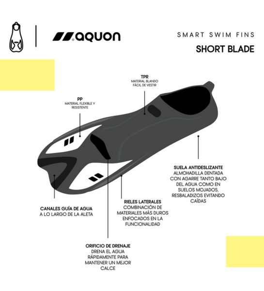 Aletas Natacion Aquon Smart Short Fins