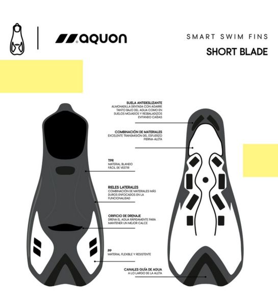 Aletas Natacion Aquon Smart Short Fins