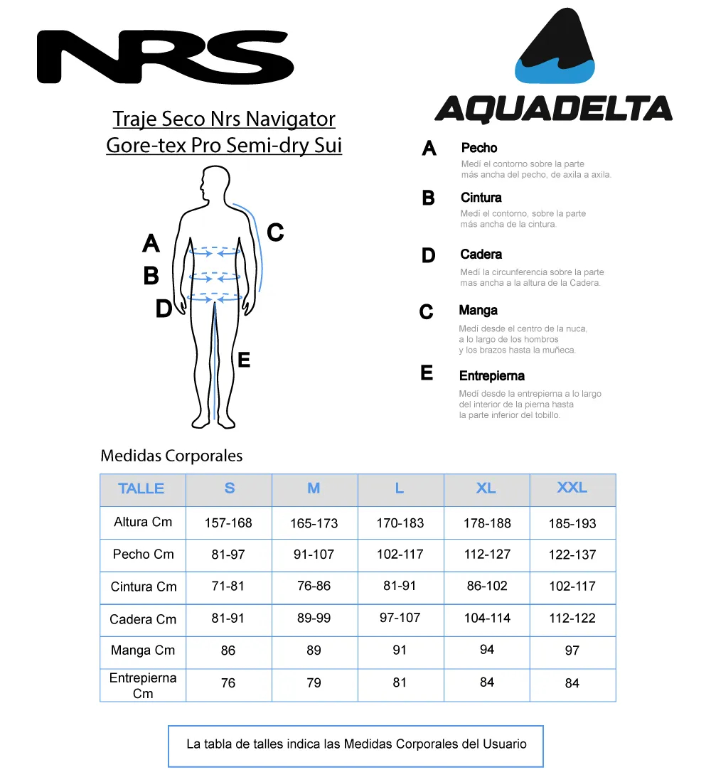 Traje Seco Nrs Navigator Kayak Travesía Semi-dry Suit Gore-tex Pro Hombre